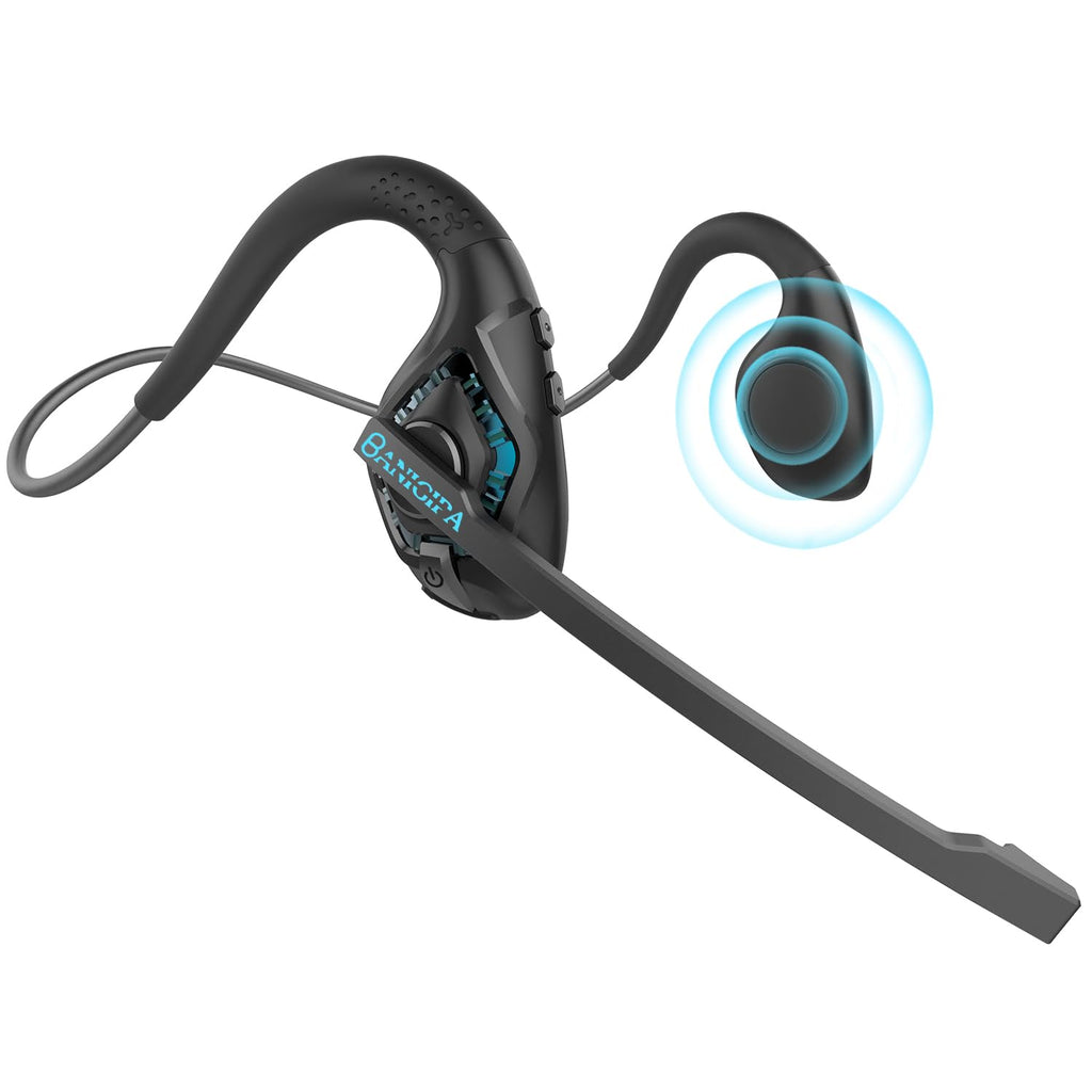  [AUSTRALIA] - BANIGIPA Bluetooth Headset with Boom Microphone, Open Ear Headphones w/Noise Canceling Mic, Wireless Headset for Phone Laptop PC Computer, Light and Comfortable for Office Meeting Home Working-10 Hrs