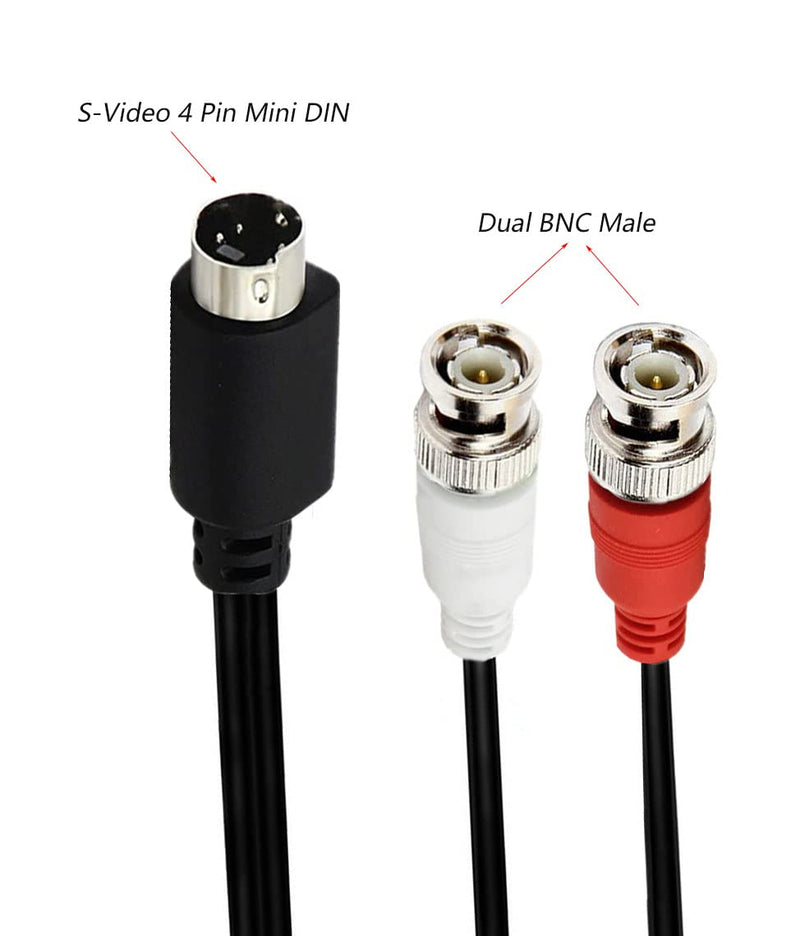  [AUSTRALIA] - MTUERANC S-Video 4 PIN to BNC Splitter Cable, Mini DIN 4 Pin S-Video Male to Dual BNC Female Y Splitter Connectors Cable (4 Pin Male to Dual BNC Male 25cm/10 inch) 4 Pin Male to Dual BNC Male 25cm/10 inch