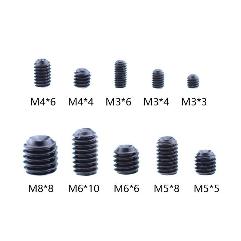  [AUSTRALIA] - Hilitchi 260pcs M3/4/5/6/8 Allen Head Socket Hex Grub Screw Set Assortment Kit with Plastic Box 12.9 Class Black Alloy Steel