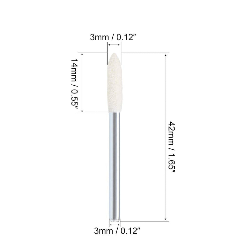  [AUSTRALIA] - uxcell 3mm Wool Felt Mounted Points Tapered Polishing Bits Burrs Buffing Wheels with 1/8" Shank 12 Pcs