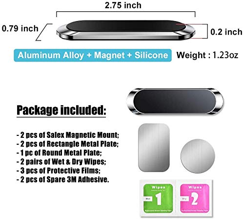  [AUSTRALIA] - SALEX Silver Magnetic Mounts 2 Pack. Flat Cell Phone Holder for Car Dashboard, Wall, Fridge. Stick on Universal Kit Compatible with GPS, Tablets, Smartphones, Knives, Keys, Spoons, Forks.