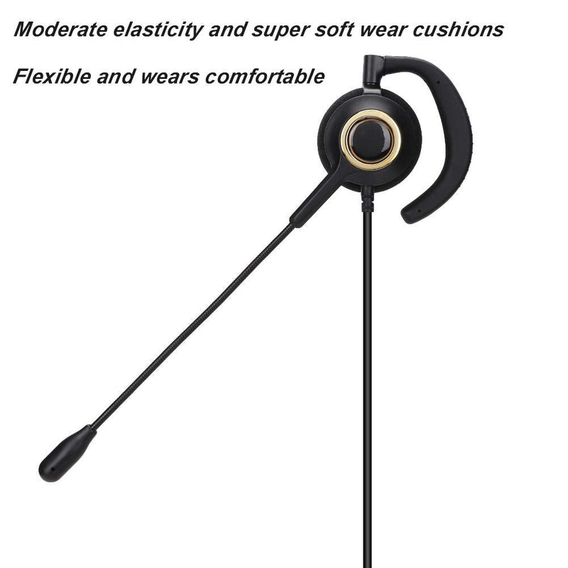  [AUSTRALIA] - Eboxer Headset with Mic Noise Cancelling, 3.5mm Single Plug, Support Rear Mounted, Ear Hook and Head Mounted, Computer Headset for Business Skype UC Webinar Call Center Office - Mono Headphone