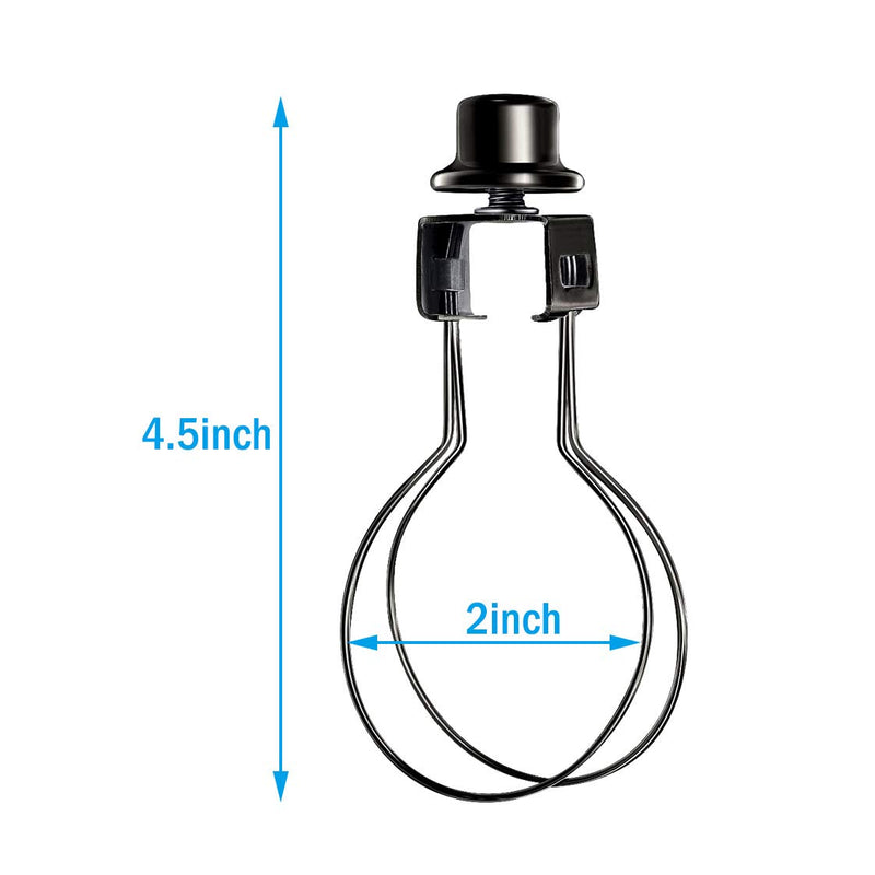  [AUSTRALIA] - ECUDIS 2 Pack Lamp Shade Light Bulb Clip Lampshade Adapter with Finial and Replacement Lampshade Levellers for Clip On Light Bulbs, Black Polished