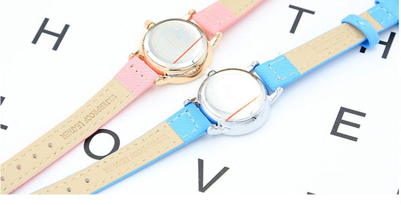 Kids Easy to Read Analog Wrist Watch Girls Quartz Leather Strap Watch pink - LeoForward Australia