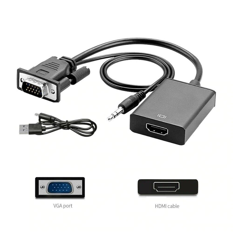  [AUSTRALIA] - Vga to Hdmi,VGA to HDMI Adapter with Audio,VGA Input to HDMI Output with 3.5mm Audio Jack Compatible for Computer, Desktop, Laptop, PC, Monitor, Projector, HDTV VGATOHDMI