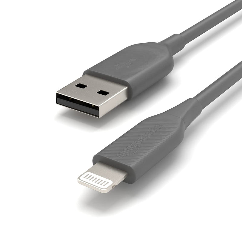 Amazon Basics ABS USB-A to Lightning Cable Cord, MFi Certified Charger for Apple iPhone, iPad, Gray, 6-Ft 6 Foot - LeoForward Australia