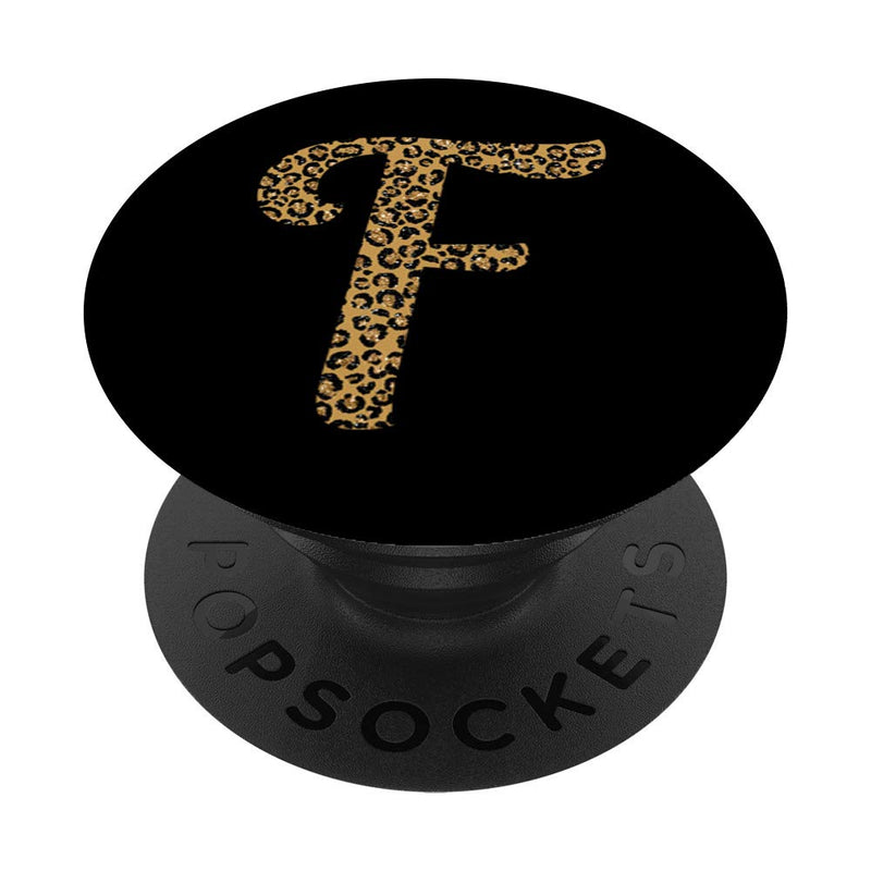  [AUSTRALIA] - CocomoSoul-Mobile Leopard Capital Letter F Alphabet Initial Monogram Initial PopSockets Stand for Sm Black