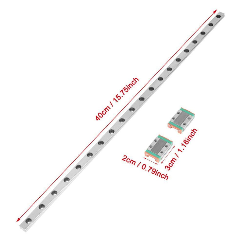  [AUSTRALIA] - Linear Rail, 400mm LML9B 9mm Width Guide Rail Miniature Linear Motion Rail Linear Slide Rail Linear Rail Carriage+2pcs Slide Blocks