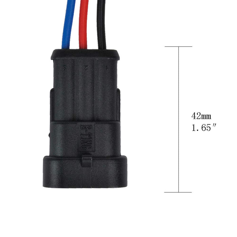  [AUSTRALIA] - MUYI 5 Kit 3 Pin Way 18 AWG Waterproof Connector Wire 1.5mm Series Terminal Connector Plug Black