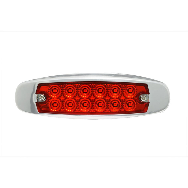  [AUSTRALIA] - Grand General 78567 Red Rectangular Spyder 12-LED Marker and Clearance Sealed Light with Stainless Steel Rim Red/Red w/S.S Bezel