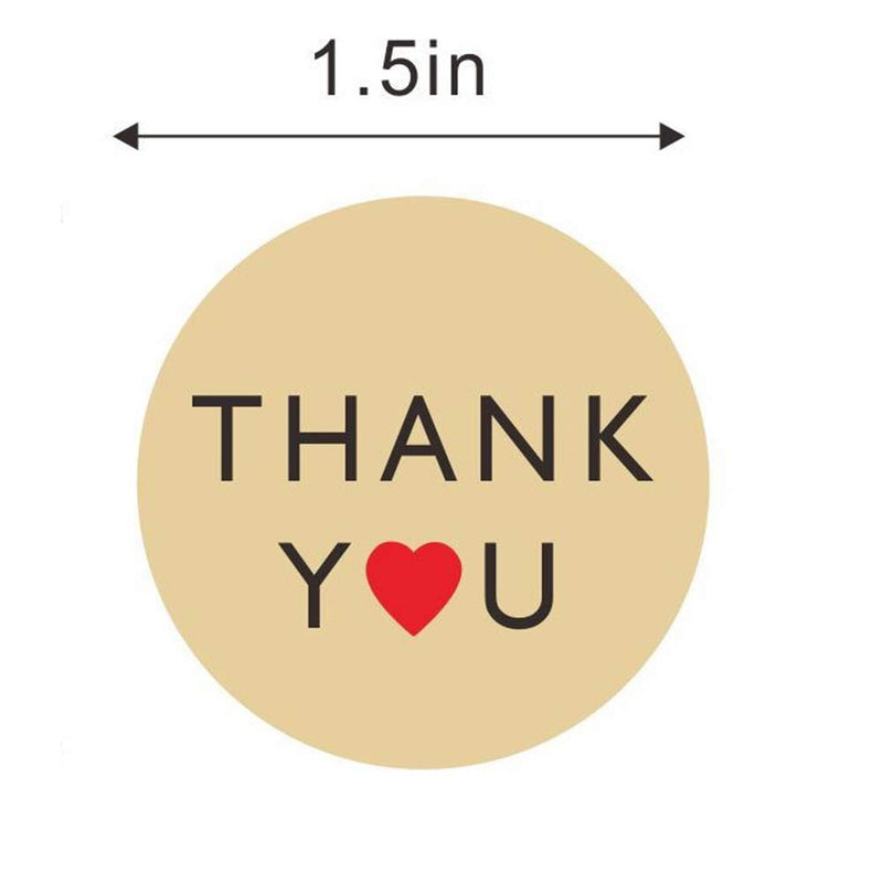 1.5 Inche Kraft Paper Thank You Stickers Roll Thank You Label Sticker for Decorative Sealing Bags, Boxes, Greeting Cards, Ideal for Crafters & Online Sales, 500 Labels Per Roll Yellow 1.5 Inche - LeoForward Australia
