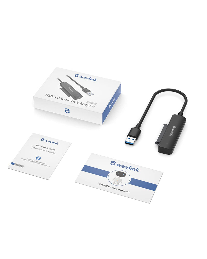  [AUSTRALIA] - WAVLINK USB 3.0 to SATA Adapter for 2.5" SATA III SSD/HDD, Compact External Converter for Data Transfer, Support Trim, S.M.A.R.T, UASP, Auto-Sleep Mode, Hard Drive Capacity Supported up to 5 TB/Black USB3.0 to SATA