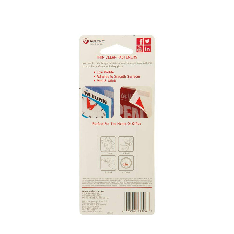  [AUSTRALIA] - VELCRO Brand - Thin Clear Fasteners | Perfect for Home or Office | 18in x 3/4in Tape 1 Count