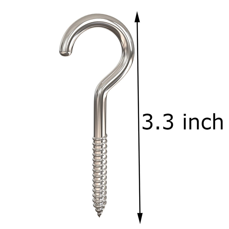  [AUSTRALIA] - 3.5 Inch Heavy Duty Large Screw Hook Ceiling Hook Cup Hook Silver 20 Pcs 3.5 Inch