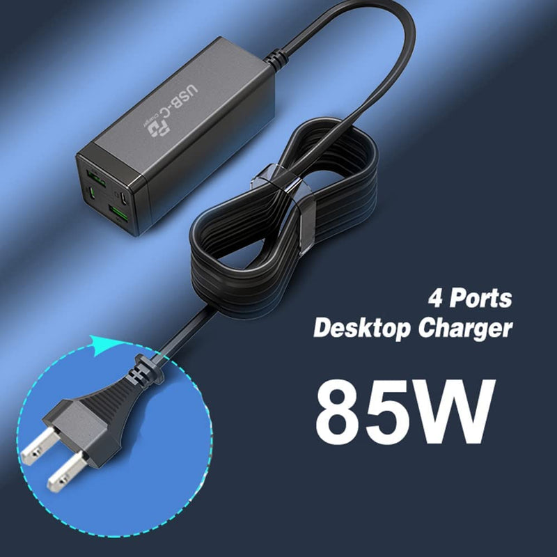  [AUSTRALIA] - 85W USB C Charger, URVNS GaN Tech PD 65W PPS 33W QC 18W Fast Charger Desktop USB-C Charging Station for iPhone 13 12 Pro Max, Samsung Galaxy, MacBook Pro Air, iPad and More