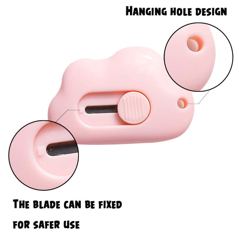  [AUSTRALIA] - 12PCS Cute Retractable Knife, Portable Utility Knife with Holes, Letter Openers Mini Box Cutter, Cloud Shape Stationery Knife