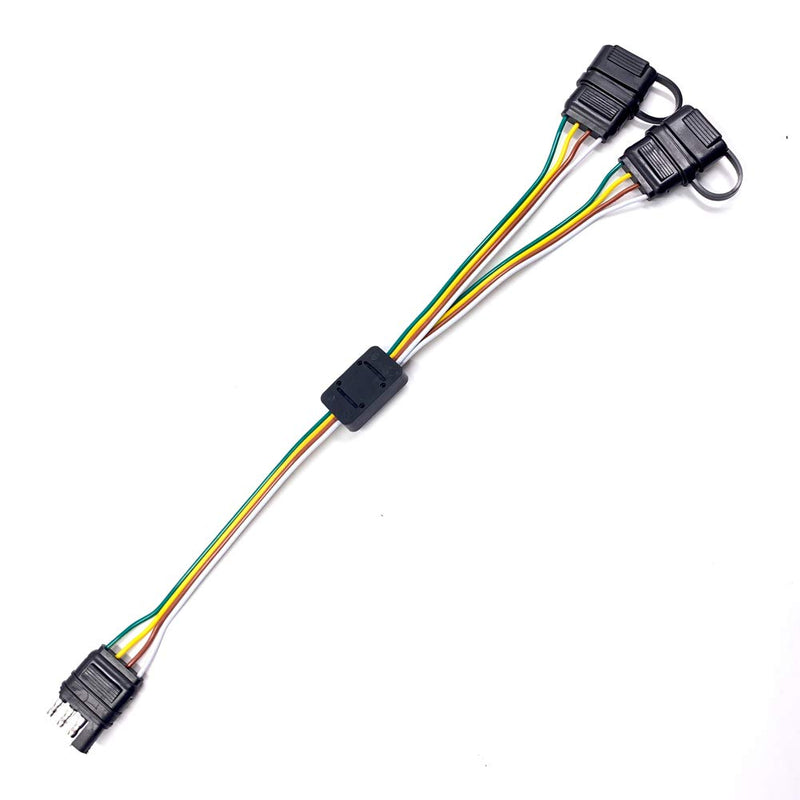  [AUSTRALIA] - NEW SUN 4 Pin Flat Y-Splitter Wiring Harness with Rubber Cab for LED Brake Tailgate Light Bars Waterproof