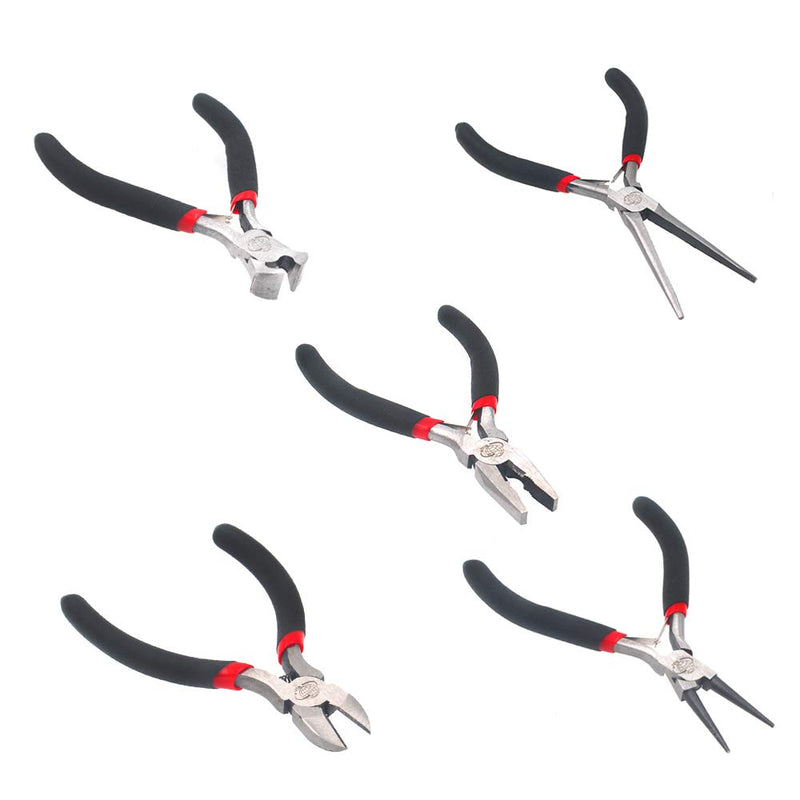 5 Piece Mini Pliers Set Professional Hand Tools Includes Needle Nose Pliers Lineman Pliers Round Nose Pliers Diagonal Cutting Pliers End-Cut Pliers - LeoForward Australia