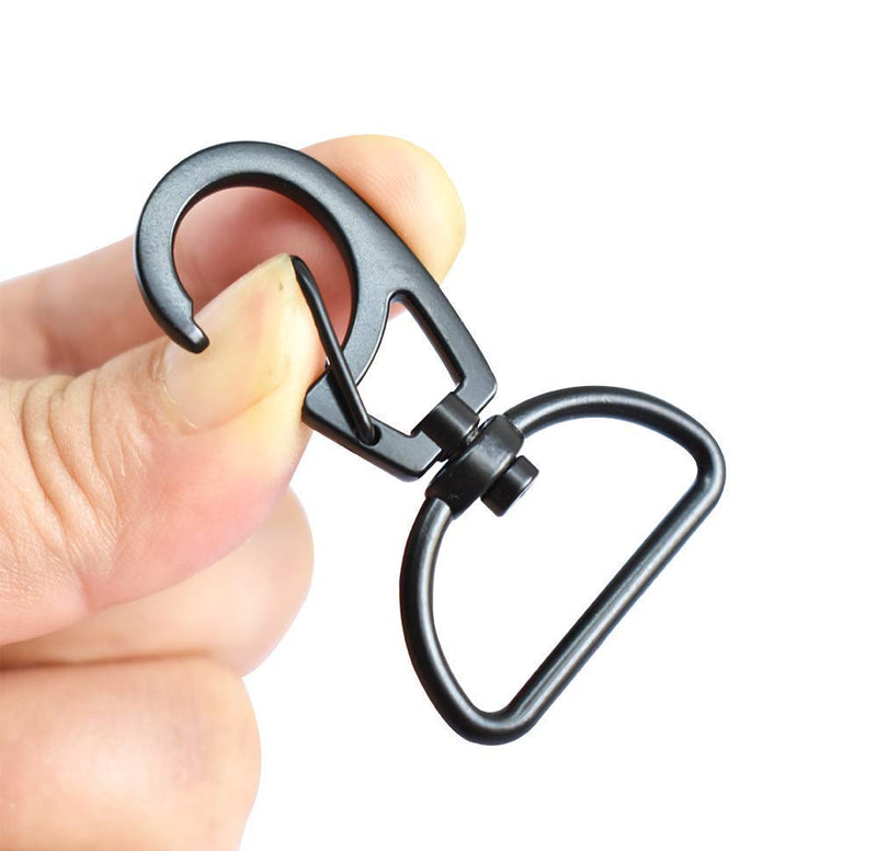  [AUSTRALIA] - Bytiyar 10 PCS Small Metal Clasps Spring Swivel Snap Hooks Carabiner Clips with Rotating D-Ring 20mm(rotating D-ring)_black