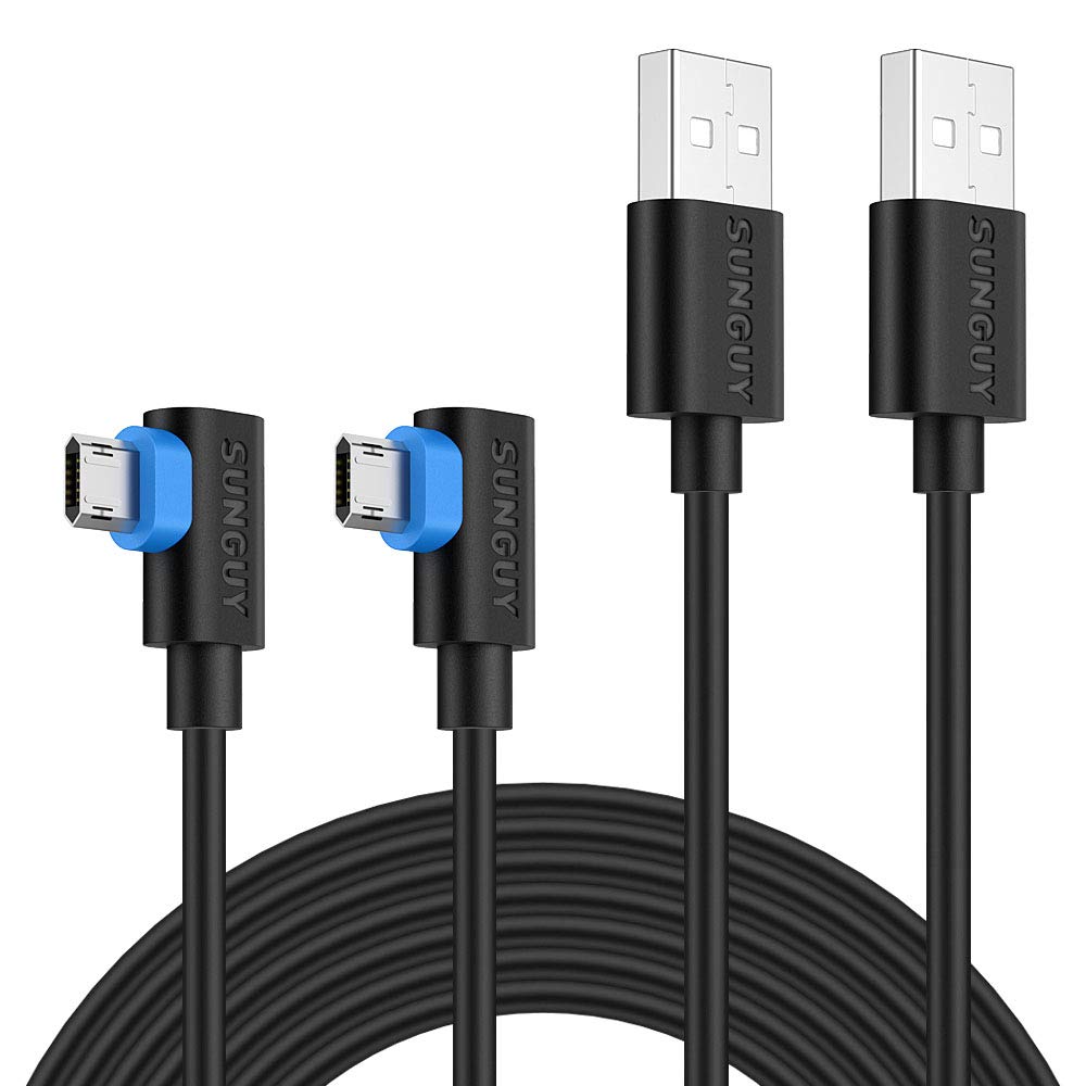  [AUSTRALIA] - SUNGUY Micro USB Cable Right Angle[2 Pack], 6ft/2m Short 90 Degree Reversible Double-Sided Micro Connector Fast Charging Cord for Samsung Galaxy S7 Edge/S7/S6 Edge/S6, LG, Power Bank 6FT*2