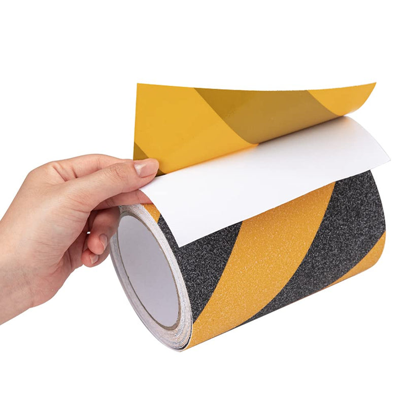  [AUSTRALIA] - Anti Slip Tape, High Traction,Strong Grip Abrasive, Not Easy Leaving Adhesive Residue, Indoor & Outdoor (6" Width x 190" Long, Black/Yellow) 6" Width x 190" Long