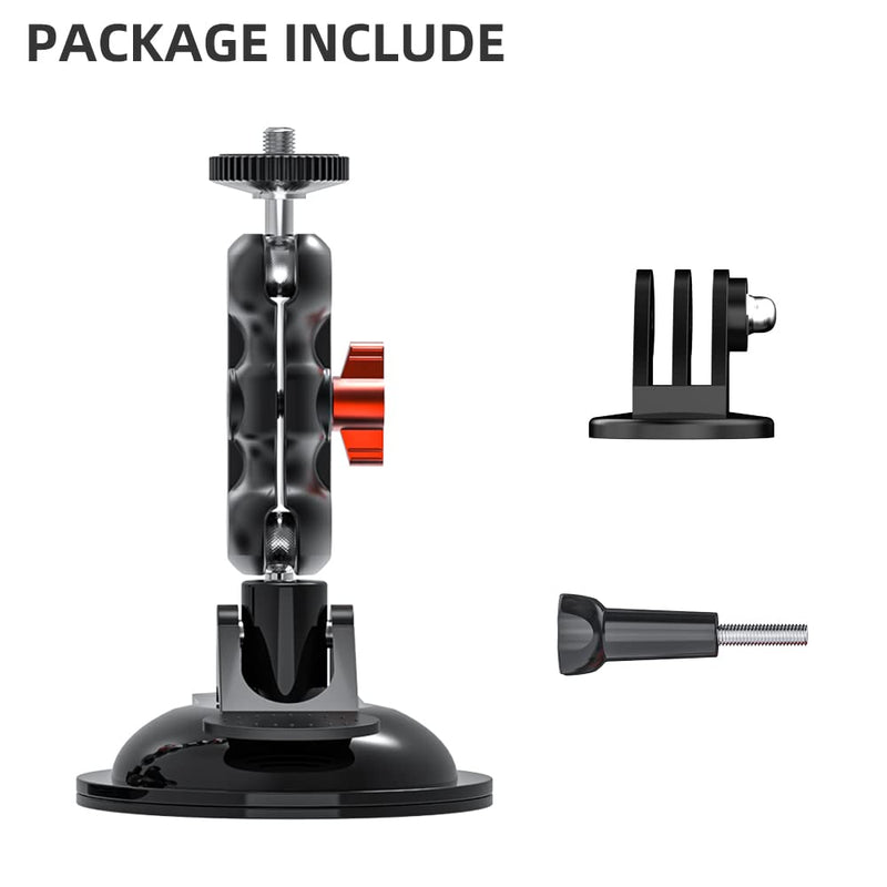  [AUSTRALIA] - SUREWO Suction Cup Car Mount for GoPro,Suction Cup Camera Car Mount with Metal Bracket Compatible with GoPro Hero 11,10,9,8,7,6,5,DJI Osmo Action 3 and Most Action Cameras Metal Suction Cup