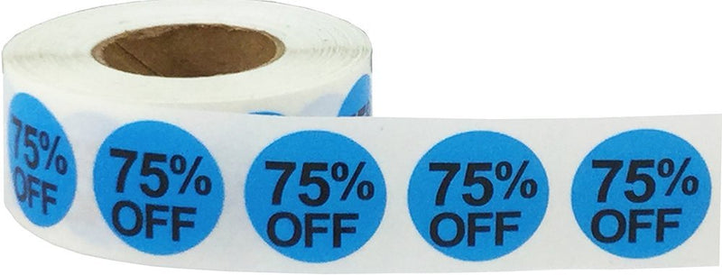 75% Percent Off Stickers for Retail 0.75 Inch 500 Adhesive Labels Blue 75% Off - LeoForward Australia