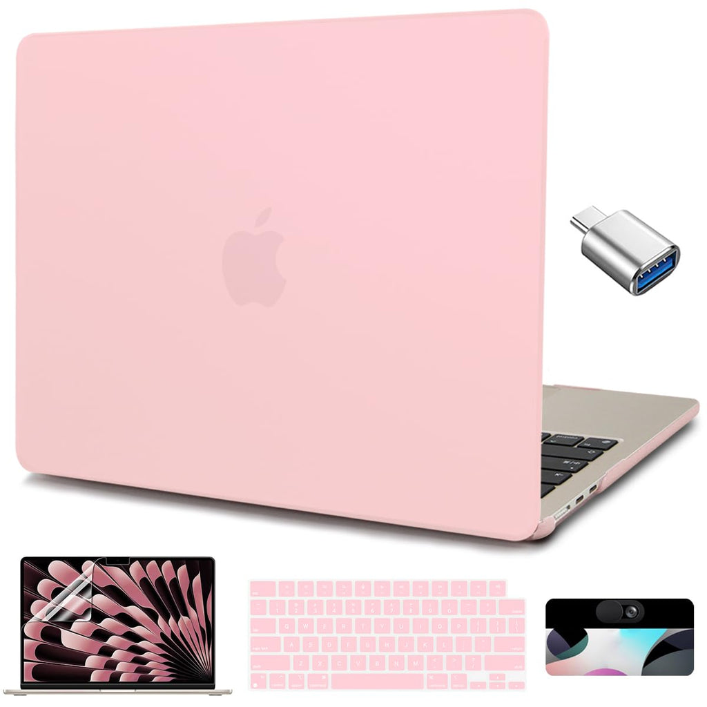  [AUSTRALIA] - CISSOOK Baby Pink Case for MacBook Air 15 Inch A2941 M2 2023 Release, Plastic Chalk Pink Hard Shell Cover with Keyboard Cover & Screen Protector for MacBook Air 15 with Touch ID 2023