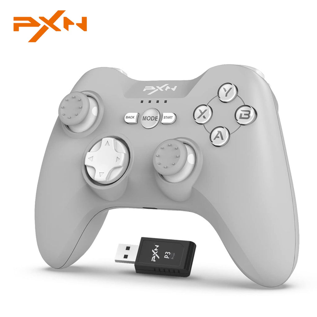  [AUSTRALIA] - 2.4G Wireless Game Controller, PXN P3 PC Wireless Controller, Plug and Play Game Controller Dual Vibrators for PC(Windows 7/ 8/ 10/ 11), PS3, iOS 14.2+, Android 4.0+ (Gray) Grey