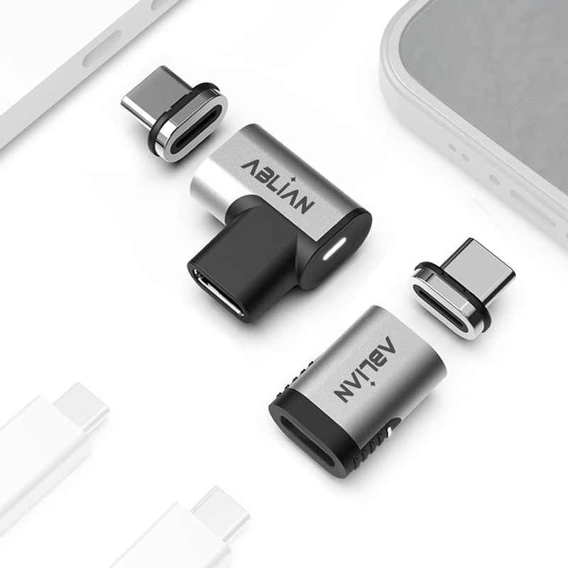  [AUSTRALIA] - USB C Magnetic Adapter,(2 Pack Straight & Right Angle) Support Thunderbolt 4,USB4.0, PD 100W Quick Charge,40Gb/s Data Transfer,8K Video Output Compatible with MacBook and More USB C Devices. USB adpater 0.25 m