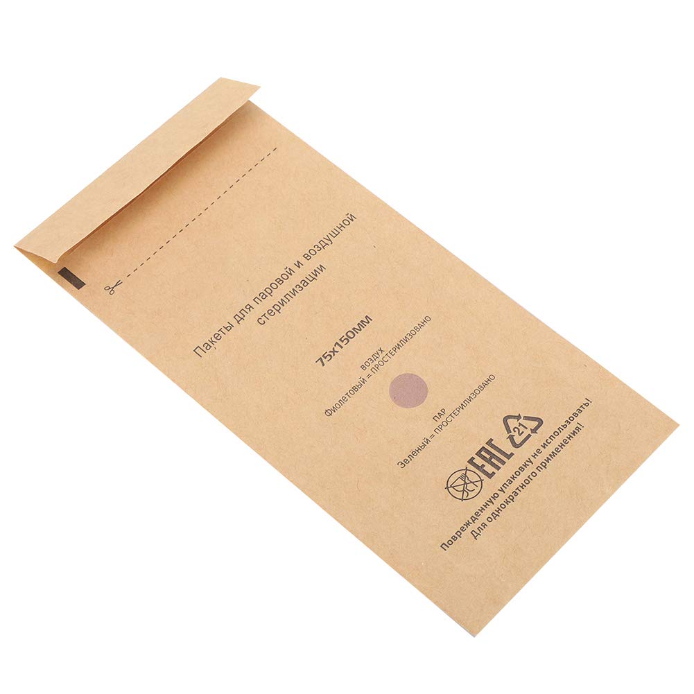  [AUSTRALIA] - Nail Cleaner, 100 Disposable Sterilization Self-Sealing Cleaning Bags, Autoclave Kraft Paper Cleaning Bags for Dentist Tools and Nail Art Accessories (75 * 150mm) 75 * 150mm