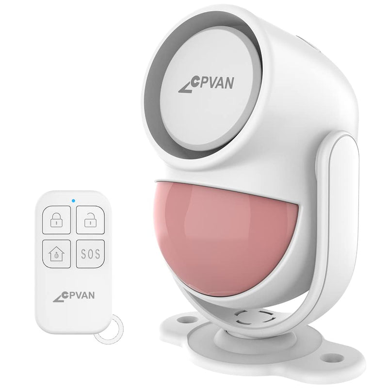  [AUSTRALIA] - CPVAN Motion Sensor Alarm, Wireless Infrared Home Security System, PIR Motion Detector Alert (125dB, 328ft, Battery Operated) with Remote Control(Key Fob). Model: CP2 CP2 White