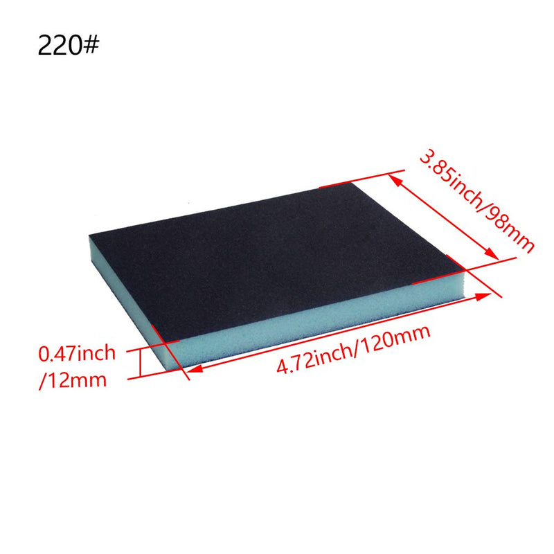  [AUSTRALIA] - Utoolmart Blue Sanding Sponge Sanding Blocks 220-Grits Medium Grit Sand Block Pad for Kitchen Metal/Drywall/Wood 12pcs 220# Bule