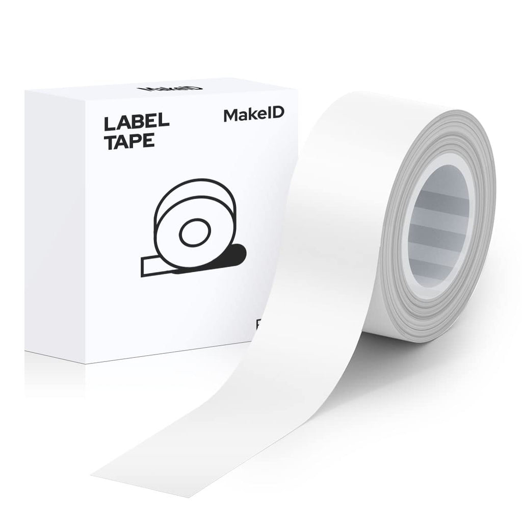  [AUSTRALIA] - MakeID White Label Maker Tape Adapted Label Print Paper Refills Standard Laminated Office Labeling Tape Replacement L-16W 0.63 inch x 13' (16mm x 4m) Work with Label Maker Model L1
