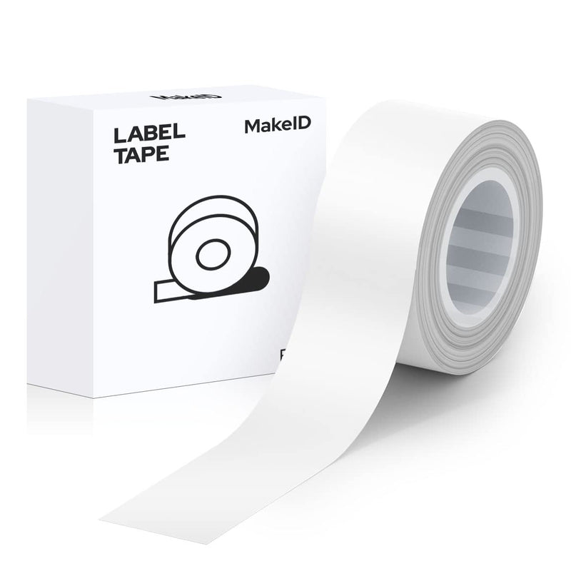  [AUSTRALIA] - MakeID White Label Maker Tape Adapted Label Print Paper Refills Standard Laminated Office Labeling Tape Replacement L-16W 0.63 inch x 13' (16mm x 4m) Work with Label Maker Model L1
