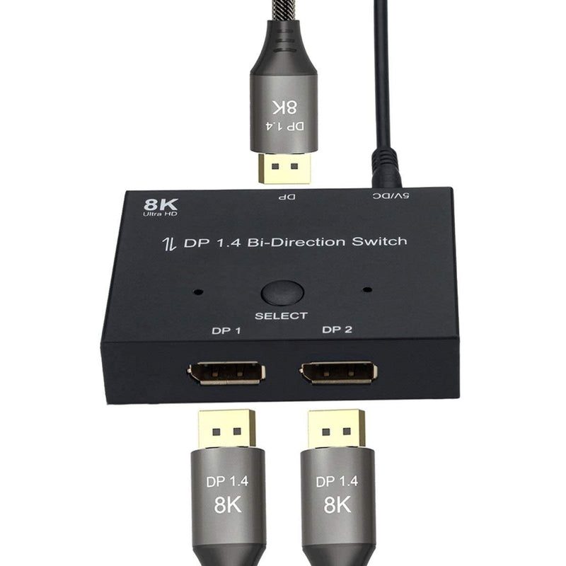  [AUSTRALIA] - CY DisplayPort Switch 8K DisplayPort Splitter Bi-Direction DisplayPort Switcher DisplayPort Switch Splitter DP DisplayPort Adapter Black Displayport Switch