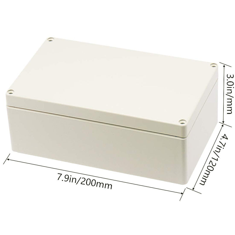  [AUSTRALIA] - Zulkit Junction Box ABS Plastic Dustproof Waterproof IP65 Universal Electrical Boxes Project Enclosure Gray 7.9 x 4.7 x 2.95 inch (200 x 120 x 75 mm) 7.9" x 4.7" x 2.95"