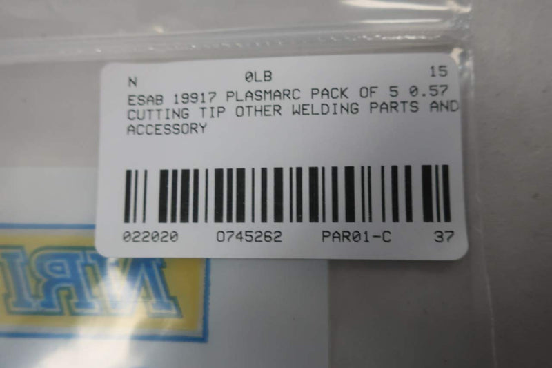  [AUSTRALIA] - Pack of 5 ESAB 19917 PLASMARC Cutting TIP 0.57