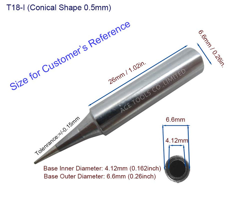  [AUSTRALIA] - 5 PCS Soldering Tips T18 Series Fit HAKKO FX-888 FX-888 FX-8801 FX-600 (FX888/FX888D FX8801 FX600) Lead Free Solder Iron Tip Bit (Brand"AiCE Tls")