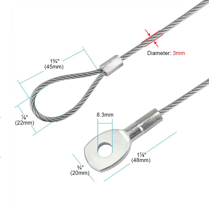  [AUSTRALIA] - 10 PCS 24" Braided Stainless Steel Security Cable Max.Load 165lb Luggage Lock Safety Locking Cables, Eyelet 5/16"