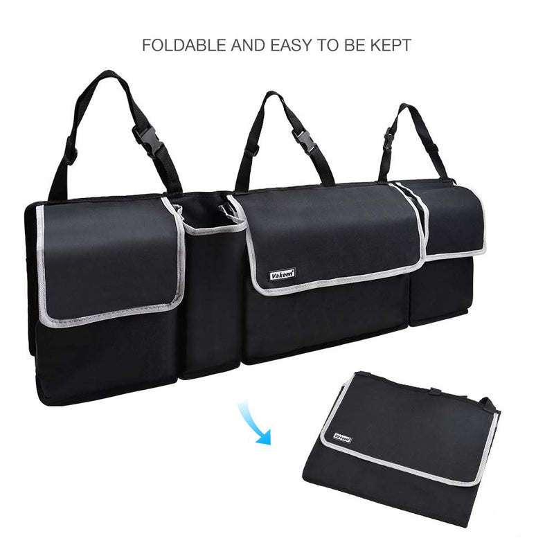  [AUSTRALIA] - Backseat Trunk Organizer for SUV & Car - Hanging Organizer Foldable Cargo Storage Bag with 4 Pockets Adjustable Strap Durable Cover and Fit for Most Vehicles