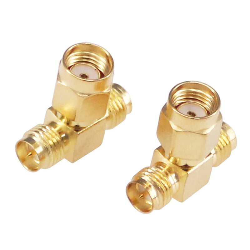  [AUSTRALIA] - RFaha 4pcs Antenna Adapter RPSMA Male to Dual RPSMA Female Connector T Type 3 Way Splitter Antenna Converter(NOT for TV)(F05-4)