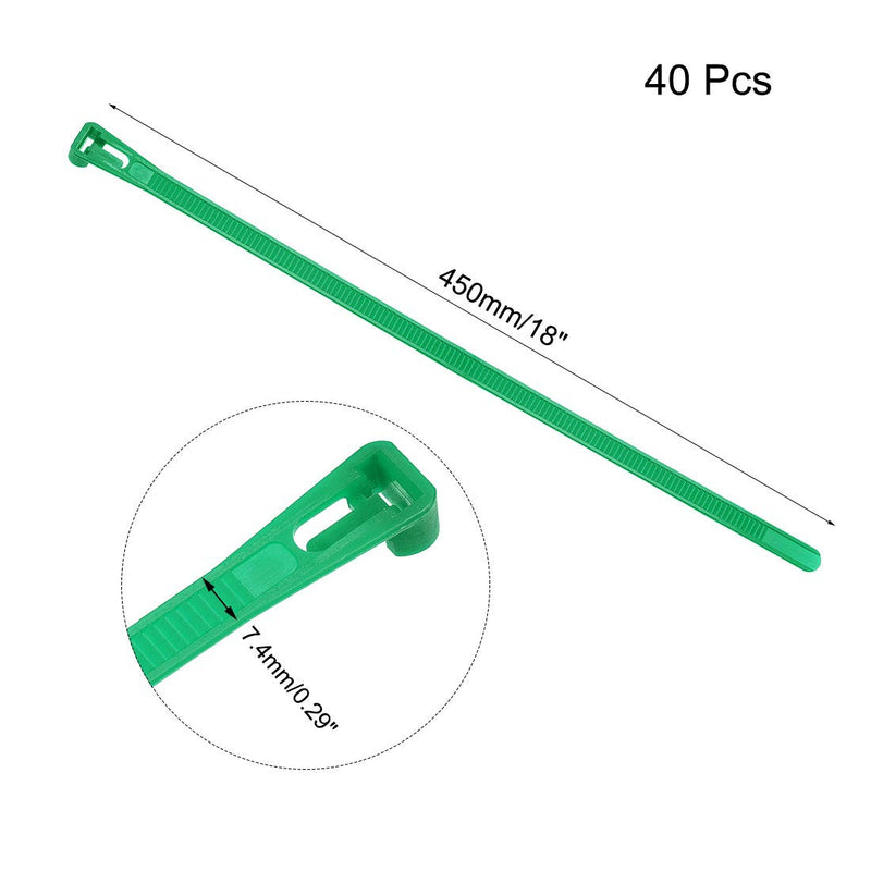  [AUSTRALIA] - uxcell 40pcs Reusable Cable Ties 18 Inch x 0.3 Inch Adjustable Nylon Zip Ties Wraps Green