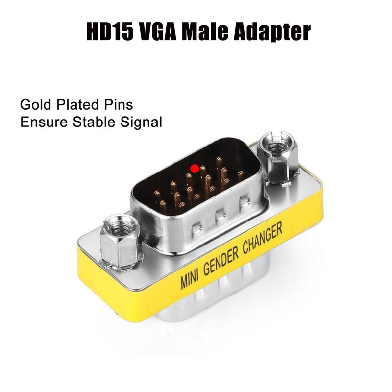  [AUSTRALIA] - VGA Coupler Male Connector 2-Pack, UV-CABLE HD15 VGA/SVGA KVM Male to Male Gender with Gold-Plated 3cm vga male to male