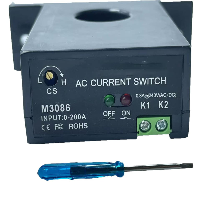  [AUSTRALIA] - Current Sensing Relay AC Current Sensing Switch 0-200A Normally Closed Amp Sensor Monitoring Relay (M3086) M3086