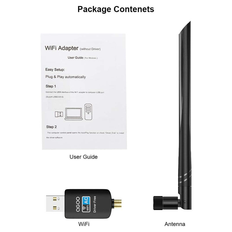  [AUSTRALIA] - QGOO WiFi Adapter ac600Mbps，Wireless USB Adapter 2.4GHz/5GHz Dual Band 802.11 ac Network LAN Card for Desktop Laptop PC Support Windows 11/10/8.1/8/7/XP/Vista/Mac OS10.9-10.15 (Without Drive) Grey