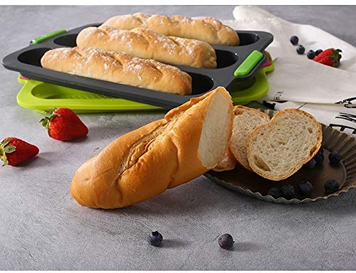  [AUSTRALIA] - Silicone Baguette Pan Non-stick French Bread Baking Mould, 3 Wave Baguette Tray Loaf Pan 11"x2.3" Bake Mold, Non-Stick Baking Liners Mat Oven Toaster Pan Silicone Sandwich French Baking Tray(Grey) Gray