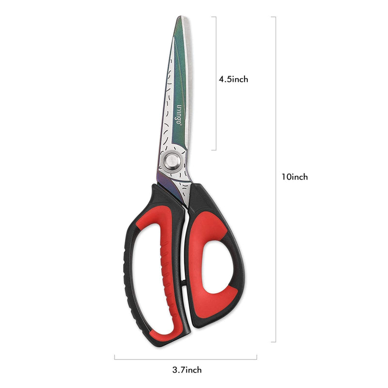  [AUSTRALIA] - LIVINGO 10'' Multipurpose Heavy Duty Scissors, Premium Titanium Coating Forged Stainless Steel Tool Industrial Shears for Household Pruning, Gardening, Fabric