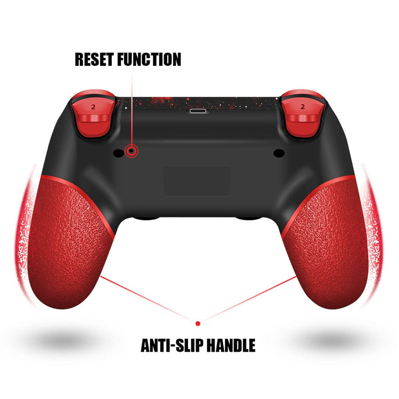  [AUSTRALIA] - AceGamer Wireless Game Controller for PS4, Custom Red Universe Design with Anti-Slip Grip,Compatible with PS4/Slim/Pro/PC with Double Vibration/6-Axis Motion Sensor/Audio Function