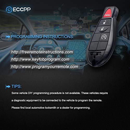  [AUSTRALIA] - ECCPP Replacement fit for Uncut 433MHz Keyless Entry Remote Key Automotive Control Transmitter Combo Chrysler Dodge Jeep Volkswagen M3N5WY783X (Pack of 2)